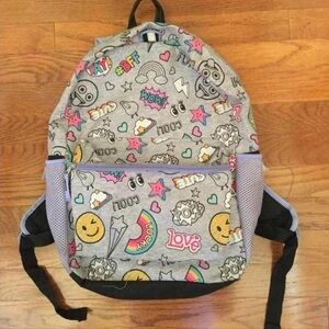 GRAY PURPLE BACKPACK EMOJI STICKERS ICONS USED SCHOOL COLLEGE